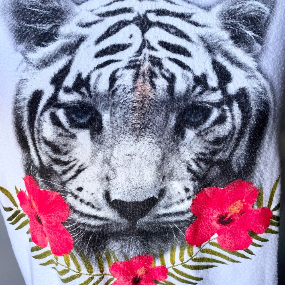 Wildfox Tiger Shirt Top Sweatshirt Small white - Picture 2 of 4